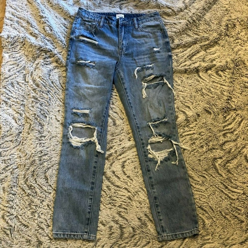 Special A Women's Light Wash Distressed Denim Skinny Jeans Size 1